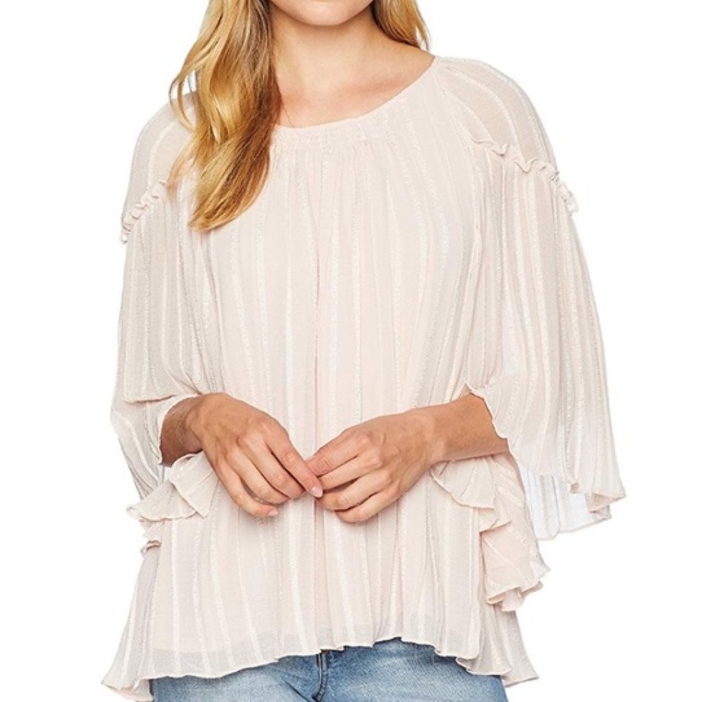 Ella Moon Sheer Pink Boho Blouse Size Petite Small